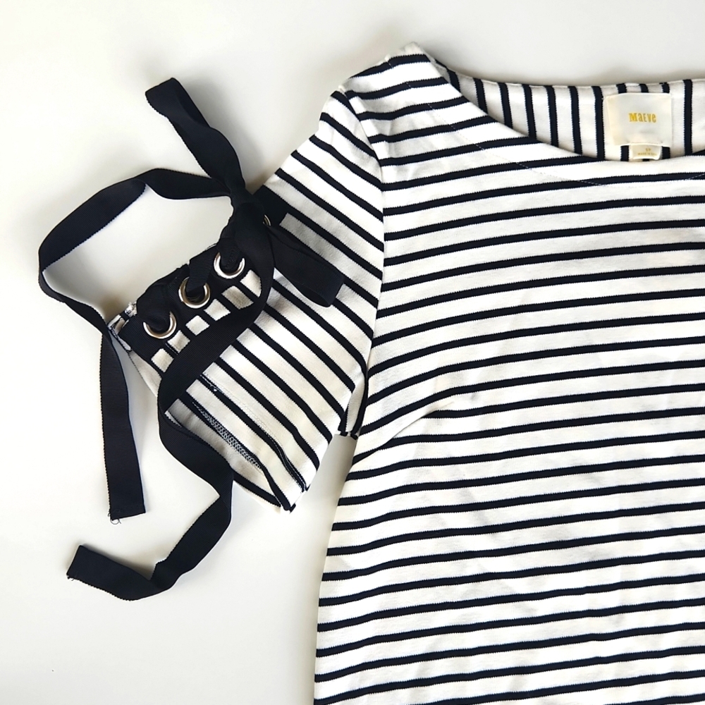 Anthropologie Maeve Ribbons and Stripes Dress Small Petite